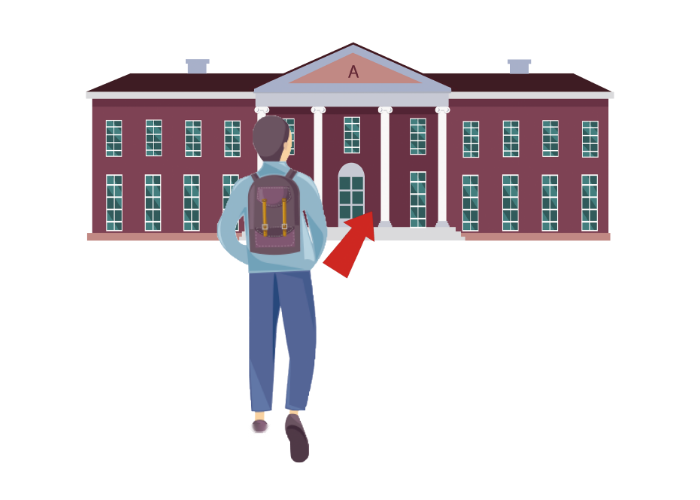 「入学します［大学に］」