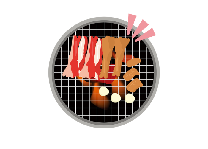 「焼けます［肉が］」
