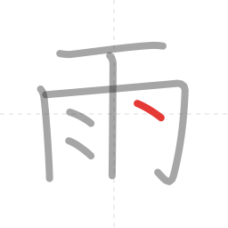 「雨」の書き順 第7画／全8画