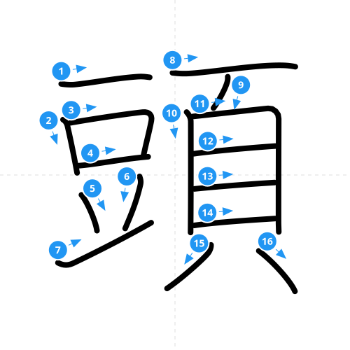 漢字「頭」の書き順