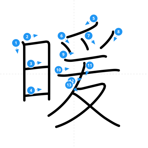 漢字「暖」の書き順