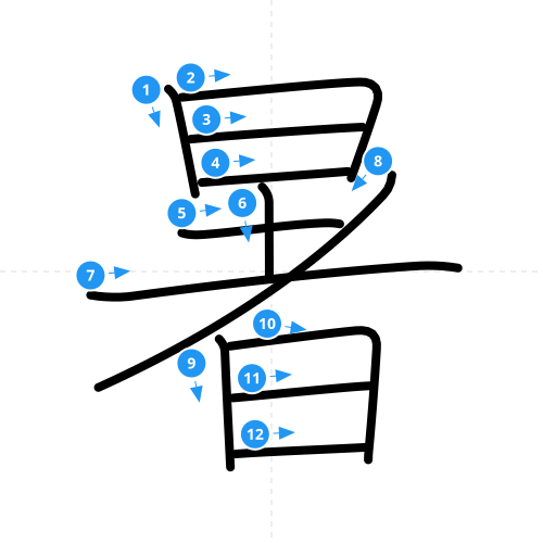 漢字「暑」の書き順