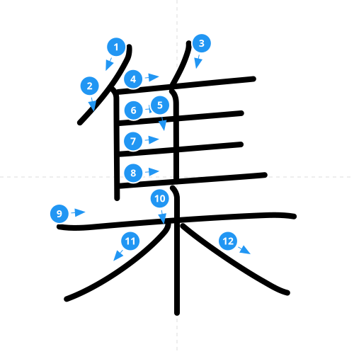 漢字「集」の書き順