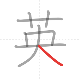「英」の書き順 第8画／全8画