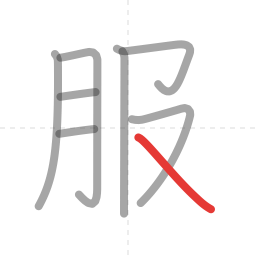 「服」の書き順 第8画／全8画