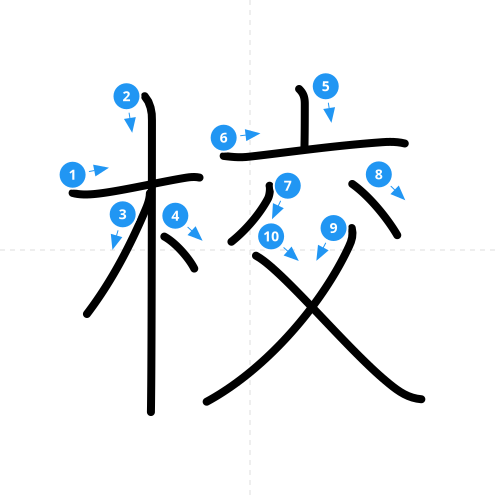 漢字「校」の書き順