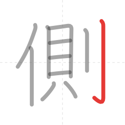 「側」の書き順 第11画／全11画
