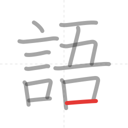 「語」の書き順 第14画／全14画