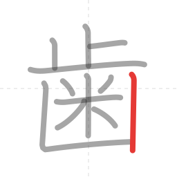 「歯」の書き順 第12画／全12画