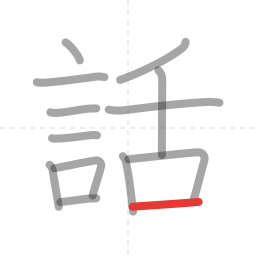 「話」の書き順 第13画／全13画
