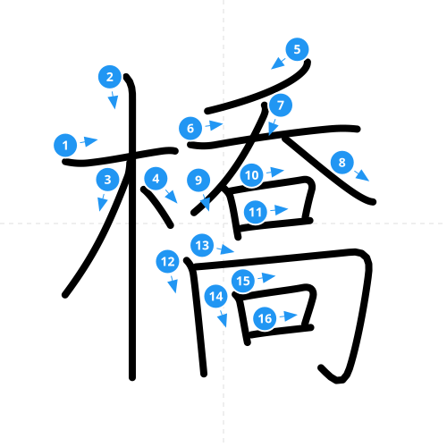 漢字「橋」の書き順