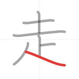「走」の書き順 第7画／全7画