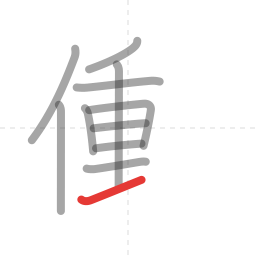 「働」の書き順 第11画／全13画