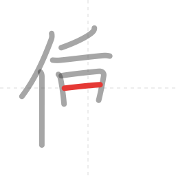 「働」の書き順 第7画／全13画