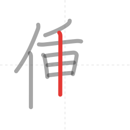 「働」の書き順 第9画／全13画