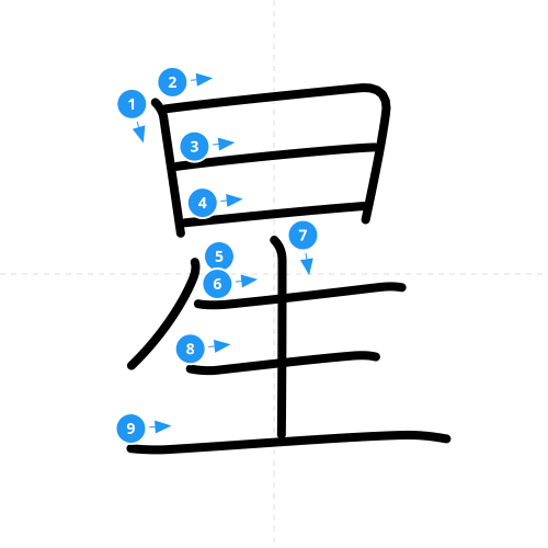 漢字「星」の書き順