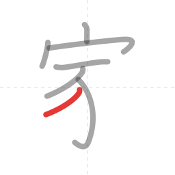 「家」の書き順 第7画／全10画