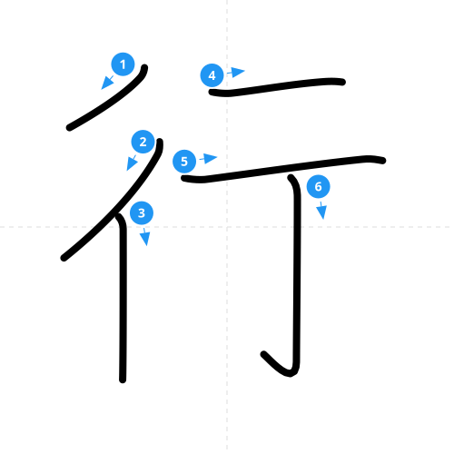 漢字「行」の書き順