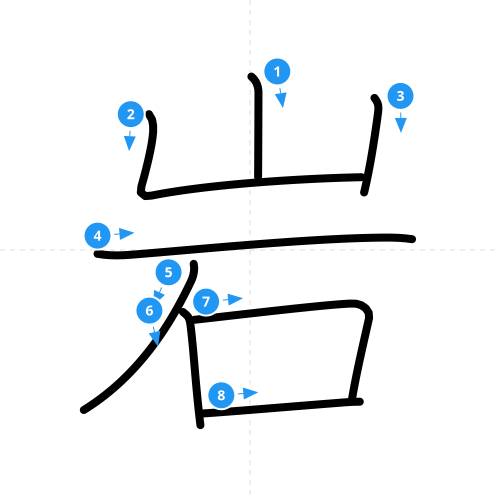漢字「岩」の書き順