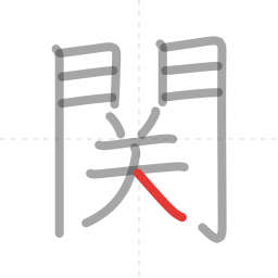 「関」の書き順 第14画／全14画