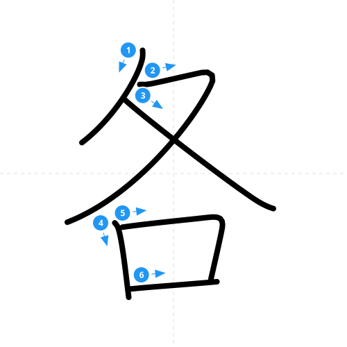 漢字「各」の書き順
