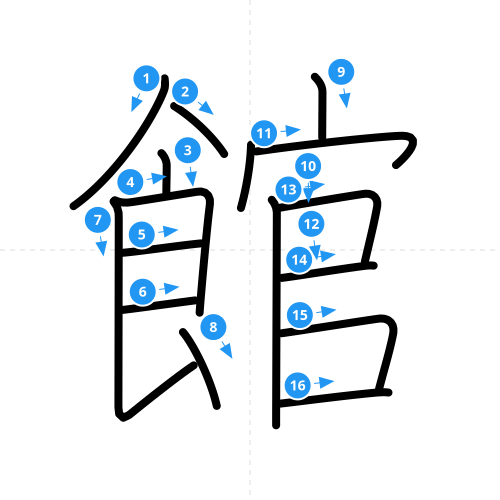 漢字「館」の書き順
