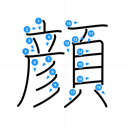 漢字「顔」の書き順