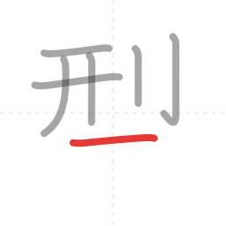 「型」の書き順 第7画／全9画