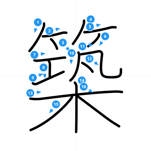 漢字「築」の書き順