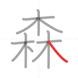 「森」の書き順 第12画／全12画