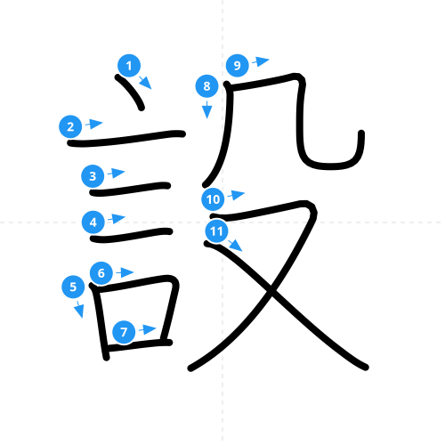漢字「設」の書き順