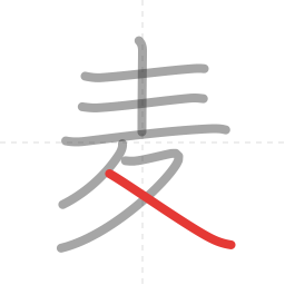 「麦」の書き順 第7画／全7画