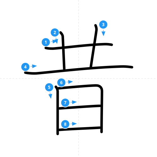 漢字「昔」の書き順