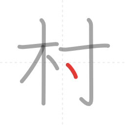 「村」の書き順 第7画／全7画