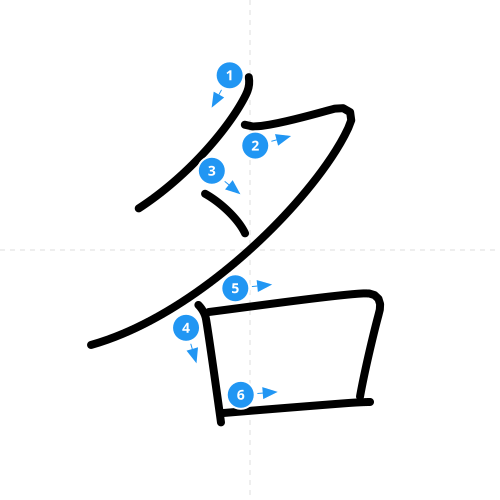 漢字「名」の書き順