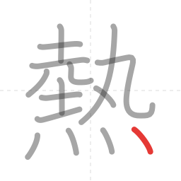 「熱」の書き順 第15画／全15画