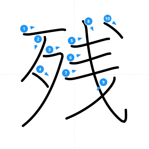 漢字「残」の書き順