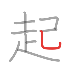 「起」の書き順 第10画／全10画