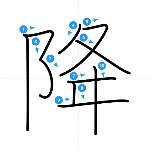 漢字「降」の書き順