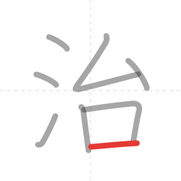 「治」の書き順 第8画／全8画