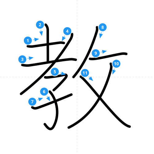 漢字「教」の書き順