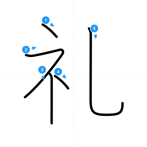 漢字「礼」の書き順