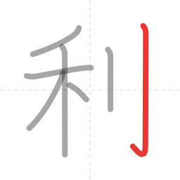「利」の書き順 第7画／全7画
