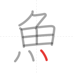 「魚」の書き順 第10画／全11画