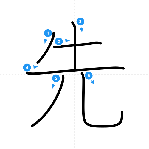 漢字「先」の書き順