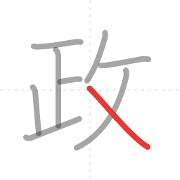「政」の書き順 第9画／全9画