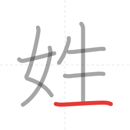 「姓」の書き順 第8画／全8画