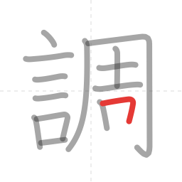 「調」の書き順 第14画／全15画