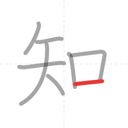 「知」の書き順 第8画／全8画