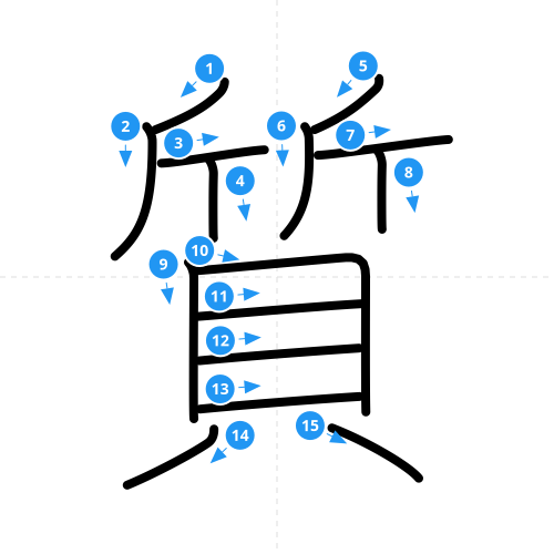 漢字「質」の書き順